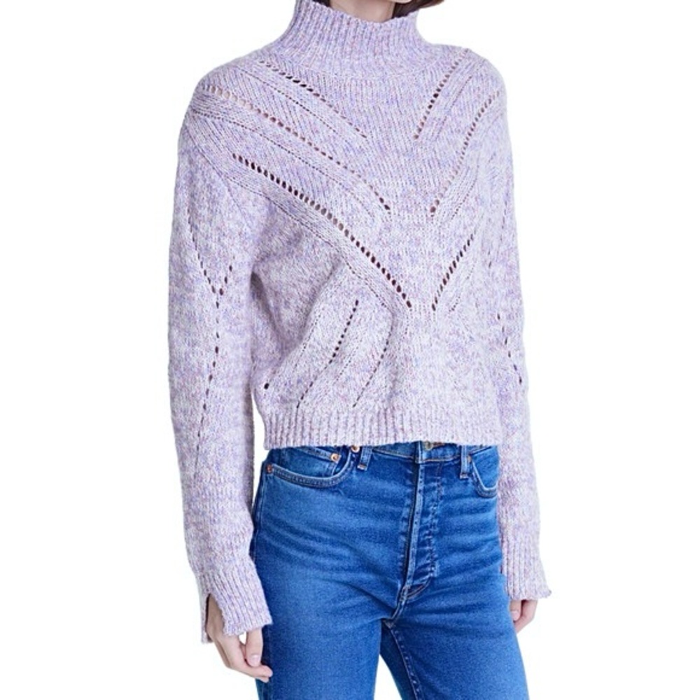 Line the Label sweater knit cropped purple pink mock turtleneck long sleeve